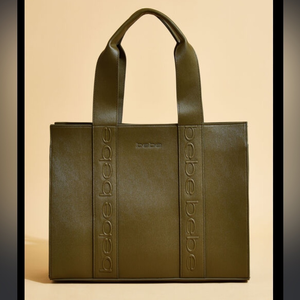 Bebe Olive Green Tote Bag